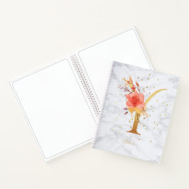Modernes Marmorwasser goldenes Monogramm Letter Y Notizbuch