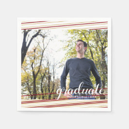 Modernes Maroo & Gold Streifen Graduate Party Napk Serviette