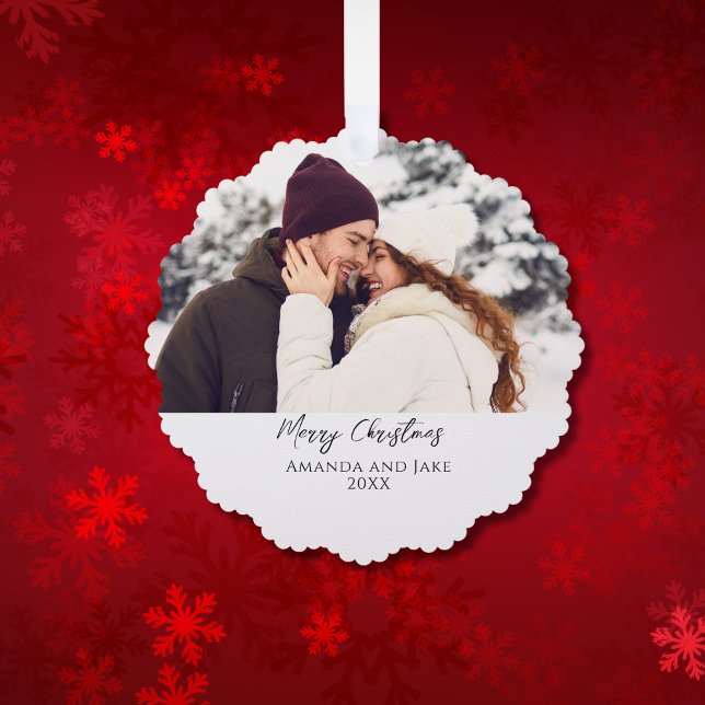 Modernes, maßgeschneidertes Weihnachts-Foto Ornament Karte (Von Creator hochgeladen)
