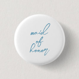 Modernes Matching Trauzeugin Bach Party | Blau Button