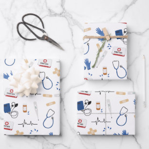 Modernes medizinisches Krankenpflegemuster Geschenkpapier Set