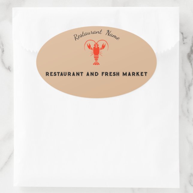 Modernes Meeresfrüchte-Restaurant & Market Crayfis Ovaler Aufkleber (Tasche)