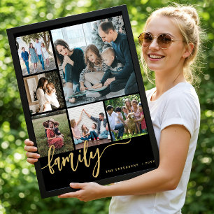 Modernes mehrsprachiges Collage-Familienskript mit Poster