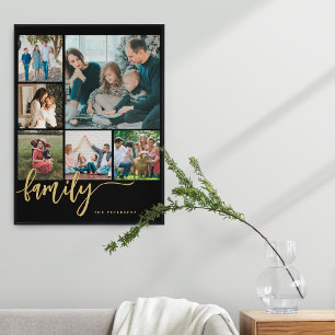 Modernes mehrsprachiges Collage-Familienskript mit Poster