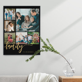 Modernes mehrsprachiges Collage-Familienskript mit Poster