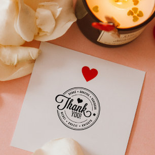 Modernes mehrsprachiges Dankeschön an Sie, kleine Gummistempel