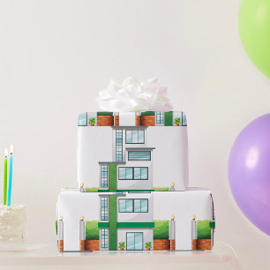 Modernes mehrstöckiges Haus zeitgenössisches Zuhau Geschenkpapier
