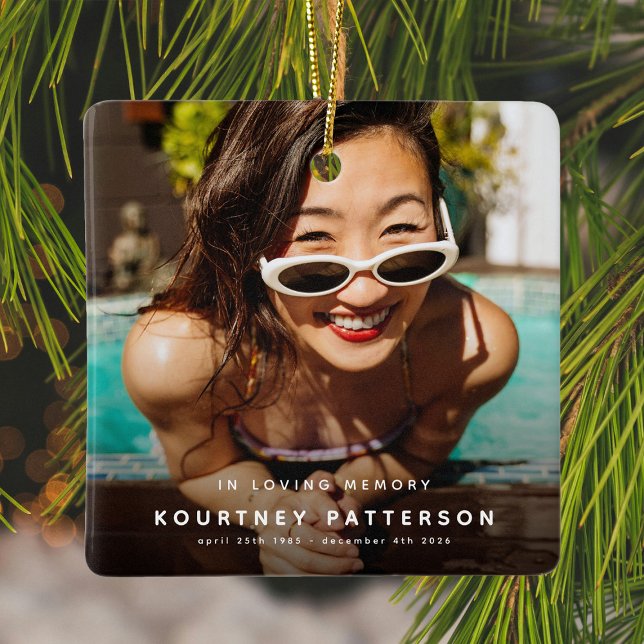 Modernes Memorial-Foto Weihnachten bewahren Keramikornament (Von Creator hochgeladen)