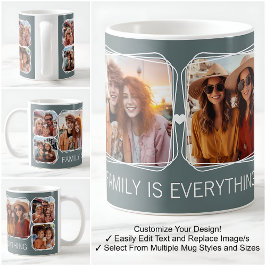 Modernes Memory 6-Foto Collage Template Gray C13 Kaffeetasse