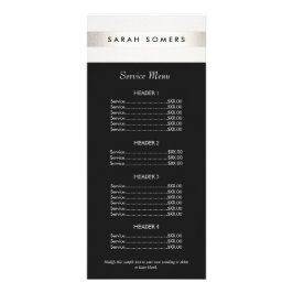 Modernes Menü auf der schwarzen Preisliste des ges