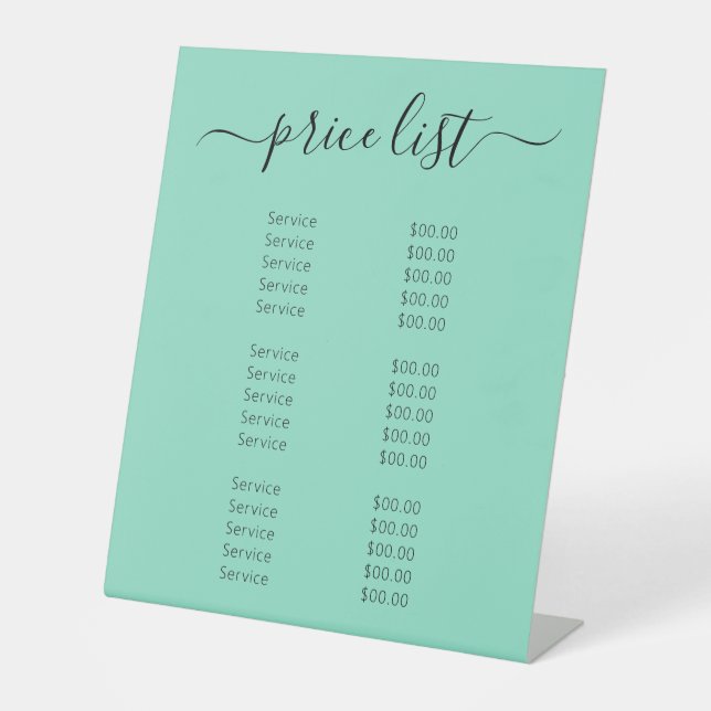 Modernes Menü der Mini-Friseur-Business-Salons Sockelschild (Vorderseite)