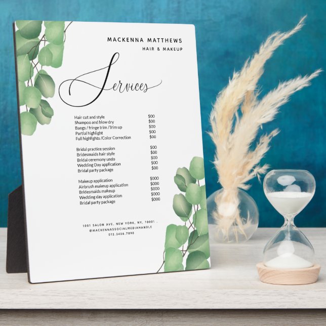 Modernes Menü im Bereich Foliage Greenery Hair Sty Fotoplatte (Seite)