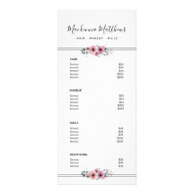 Modernes Menü mit Blumensignatur Weißer Salon