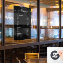 Modernes Menü mit Preisliste für schwarze Haare