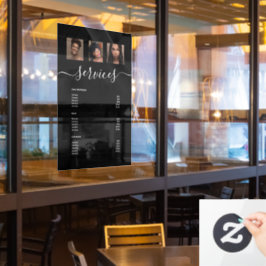 Modernes Menü zum FotoCollage Black Wellness-Cente Fensteraufkleber