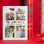 Modernes Merry & Bright Retro 5 Foto Feiertagskarte<br><div class="desc">Willkommen in dieser Weihnachtszeit mit einer herzlichen und modernen Grußkarte, die Ihre Freunde und Familie lächeln wird. Unsere moderne Merry & Bright Retro 5 Foto Weihnachtskarte ist der ideale Weg, um die Nostalgie der Feriensaison zu erleben und bleibende Erinnerungen zu schaffen. Die Karte zeichnet sich durch ein fröhliches und helles...</div>