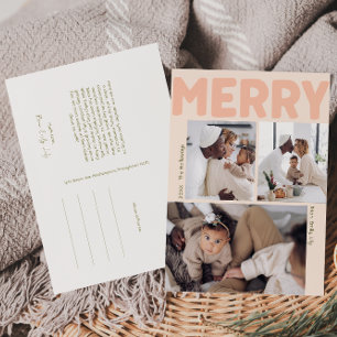 Modernes Merry Coral Year in Review Vertikal 3 Fot Feiertagspostkarte