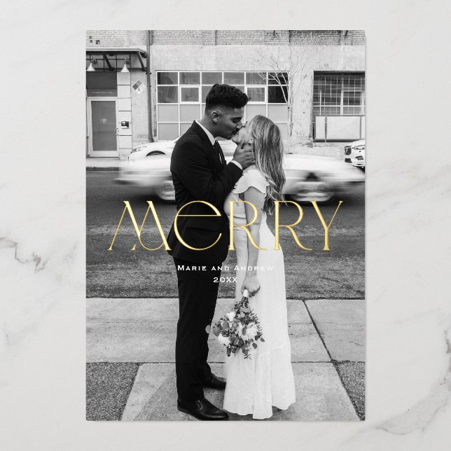 Modernes Merry Holiday Design Folien Feiertagskarte (Vorderseite)