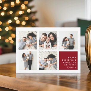 Modernes Merry   Weihnachtsfoto-Collage Card Feiertagskarte