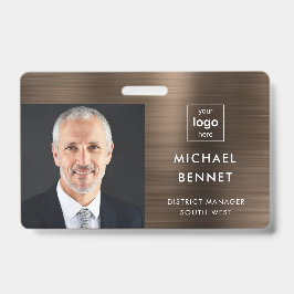 Modernes Metallic Bronze Brown Company Foto ID Ausweis