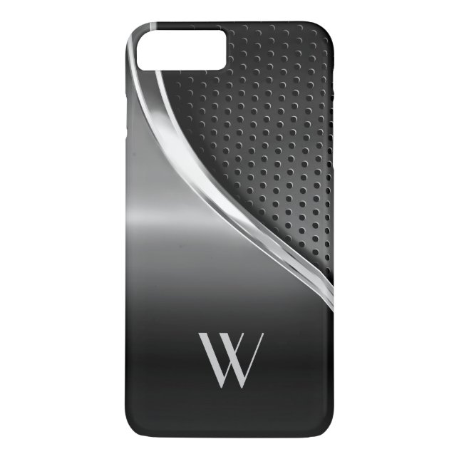 Modernes Metallic-Look Mit Monogramm Case-Mate iPhone Hülle (Rückseite)