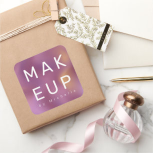 Modernes Metallic Ombre Makeup Artist Monogram Quadratischer Aufkleber
