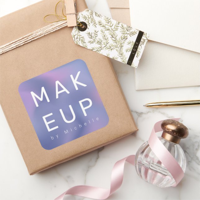 Modernes Metallic Ombre Makeup Artist Monogram Quadratischer Aufkleber (Schenken)