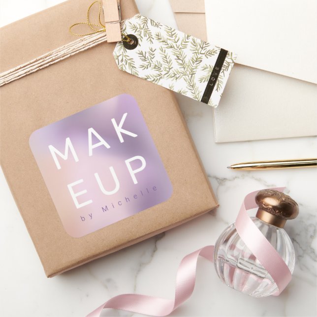 Modernes Metallic Ombre Makeup Artist Monogram Quadratischer Aufkleber (Schenken)