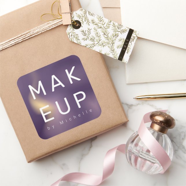 Modernes Metallic Ombre Makeup Artist Monogram Quadratischer Aufkleber (Schenken)