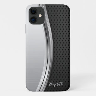 Modernes Metallic Silber Schwarz Case-Mate iPhone Hülle