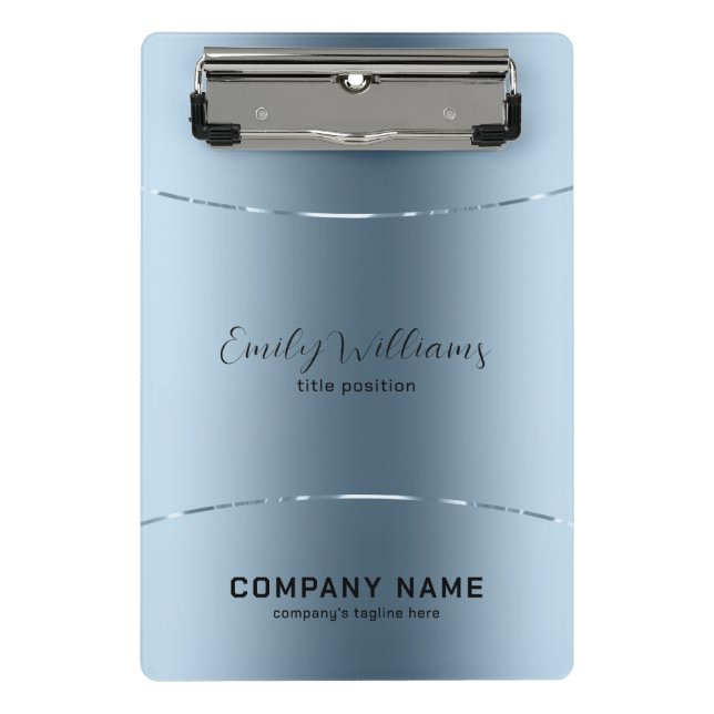 Modernes, metallisch blaues Edelstahl-Aussehen Mini Klemmbrett (Vorderseite)