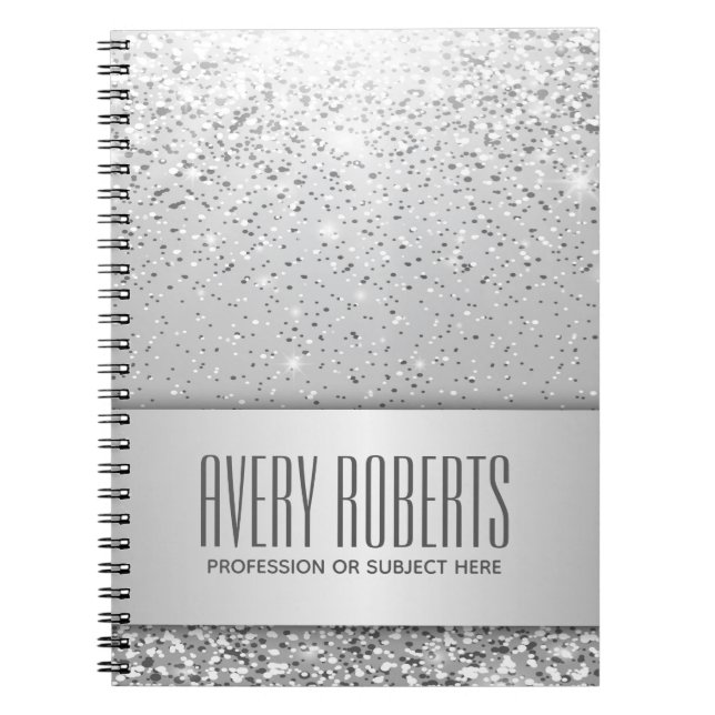 Modernes Metallisches Elegantes Silber Notizblock (Vorderseite)