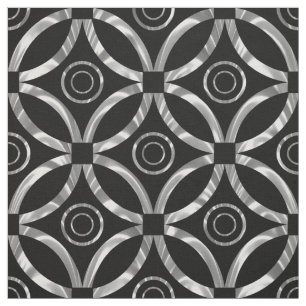 Modernes metallisches Silber- und Schwarz-geometri Stoff