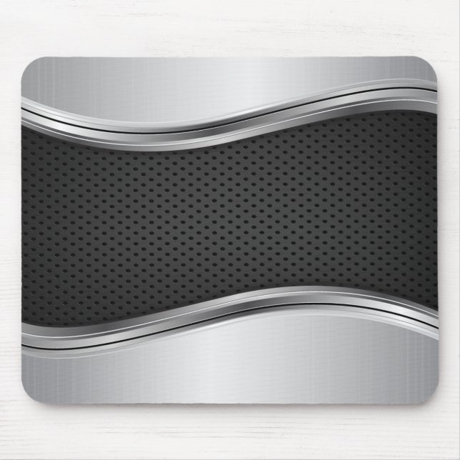 Modernes metallisches Silberschwarz Mousepad (Vorne)