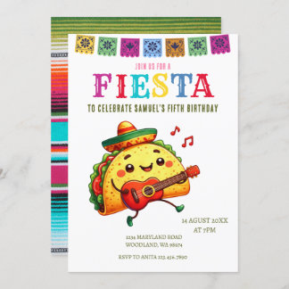 Modernes mexikanisches Fiesta zum Geburtstag Einladung