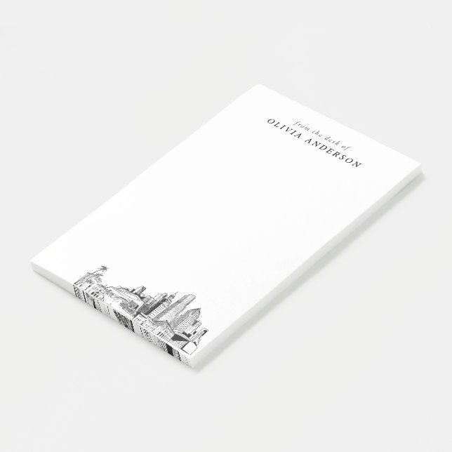 Modernes Miami Berufliches Geschenk Personalisiert Post-it Klebezettel (angewinkelt)