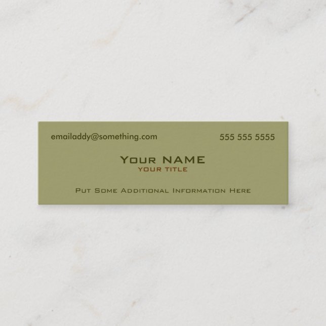 Modernes Militär Green Mini Visitenkarte (Vorderseite)