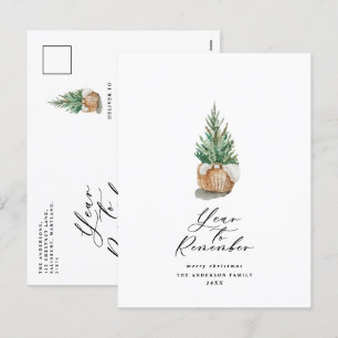 Modernes Mindestjahr, an den Weihnachtsbaum zu eri Feiertagspostkarte