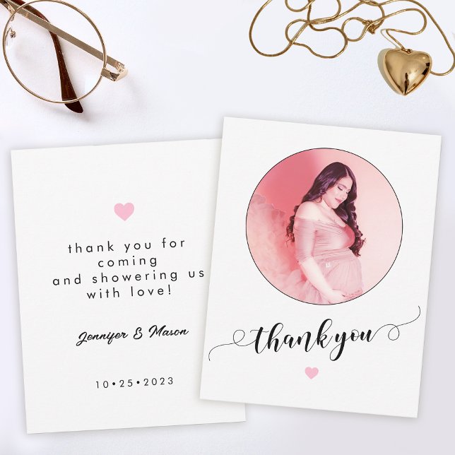 Modernes Mini-Babydusche Mommy Foto Vielen Dank Dankeskarte (Von Creator hochgeladen)