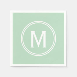 Modernes Mini Green Custom Round Gerahmt Monogram Serviette