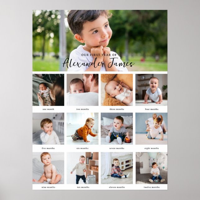 Modernes Minimal | 1. Jahr, 12. Monat der FotoColl Poster (Vorne)