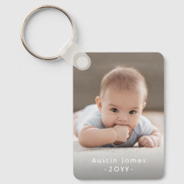 Modernes Minimal-2-Foto-Overlay für weißer Text Schlüsselanhänger