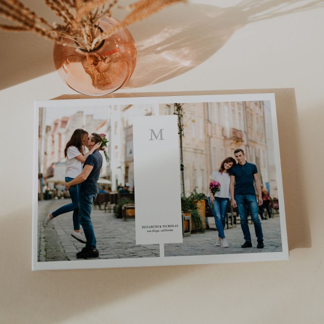 Modernes Minimal | 3 Foto Monogramm Hochzeit Gästebuch (Von Creator hochgeladen)