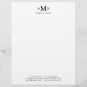 Modernes Minimal 3 Monogram Basic Office Business Briefbogen