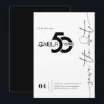 Modernes Minimal | 50. Gala Save the Date<br><div class="desc">Diese Save the Date minimale Karte enthält "Save the Date" in einem schönen, frei-spirituellen Skript, das in jede beliebige Farbe geändert werden kann. Auch die Hintergrundfarbe kann personalisiert sein. Diese professionell gestalteten Karten sind schnell anpassbar. Fügen Sie diesem Design Ihre benutzerdefinierte Formulierung hinzu, indem Sie die Felder "Diese Designvorlage bearbeiten"...</div>