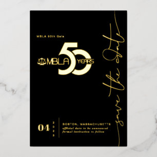 Modernes Minimal   50. Gala Save the Date Folieneinladung