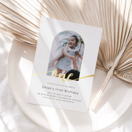 Modernes Minimal Arch Foto zum Geburtstag Folieneinladung