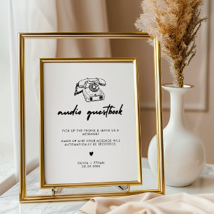 Modernes Minimal Audio Guest Book Wedding Sign Poster