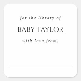 Modernes Minimal Baby Dusche Buchzeichen Quadratischer Aufkleber