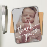 Modernes Minimal Baby Foto Vielen Dank Script Hear Magnet<br><div class="desc">Modernes Minimal Baby Foto Vielen Dank Script Heart Magnet</div>